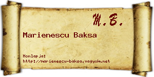 Marienescu Baksa névjegykártya